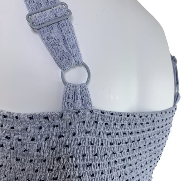 Linda Anderson Sun Dress Size XL Blue Dobby Smocked Tiered Lined Cottage Core - Picture 6 of 9